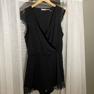 Black lace V-neck Romper